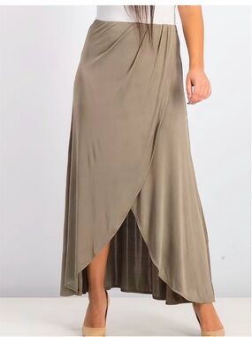 Free People Olive Wrap Front High-Low Maxi Skirt